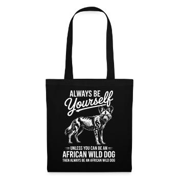 African Wild Dog Afrikanischer Wildhund Geschenk - Stoffbeutel - Schwarz - Vorne