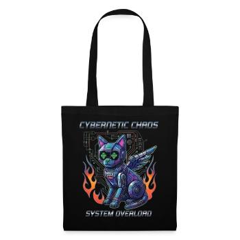 Katze Cybernetic Chaos, Cyberpunk - Stoffbeutel - Schwarz - Vorne