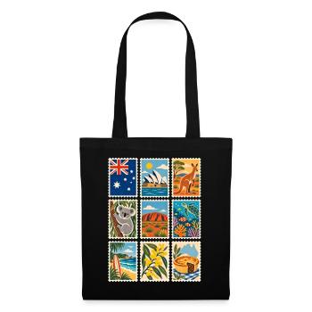 Australien Briefmarken - Stoffbeutel - Schwarz - Vorne