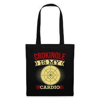 Crokinole Is My Cardio – Crokinole Spieler - Stoffbeutel - Schwarz - Vorne
