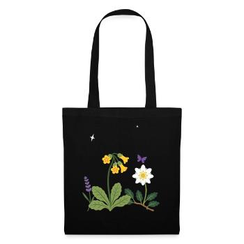 Blumen botanisch Pflanzenwelt Geschenkidee Design - Stoffbeutel - Schwarz - Vorne