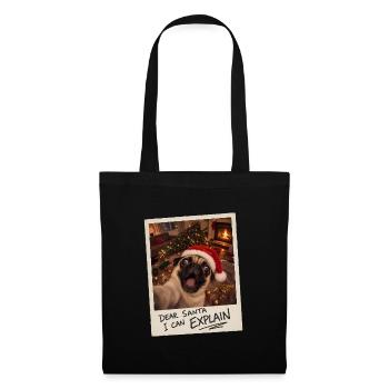 Dear Santa I Can Explain Mops Selfie - Stoffbeutel - Schwarz - Vorne