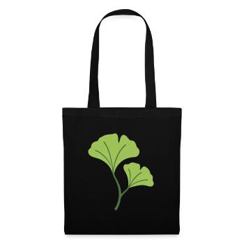 Ginkgo Pflanze Illustration Geschenkidee - Stoffbeutel - Schwarz - Vorne