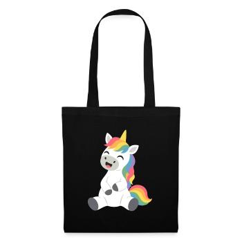 Einhorn märchenhaft lustig Fantasieillustration - Stoffbeutel - Schwarz - Vorne