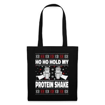 Ho Ho Hold My Protein Shake – Gym Weihnachten - Stoffbeutel - Schwarz - Vorne