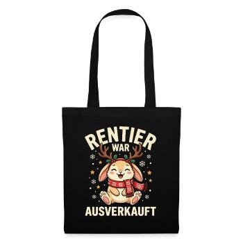 Rentierhase Ausverkauft Weihnachtsdesign - Stoffbeutel - Schwarz - Vorne