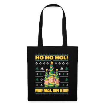 Ho Ho Hol – Weihnachtsbaum aus Bierflaschen - Stoffbeutel - Schwarz - Vorne