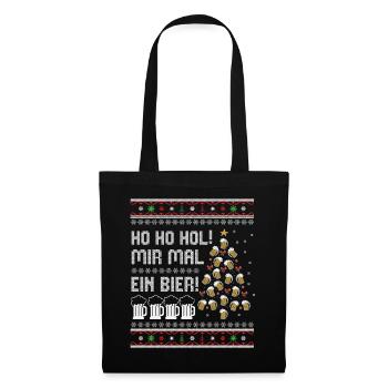 Bier Weihnachtsbaum – Ho Ho Hol mir mal ein Bier - Stoffbeutel - Schwarz - Vorne