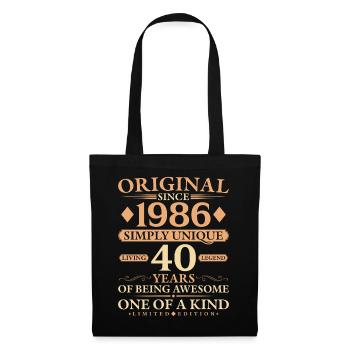 Original 1986 Living Legend 40th Birthday Gift - Stoffbeutel - Schwarz - Vorne