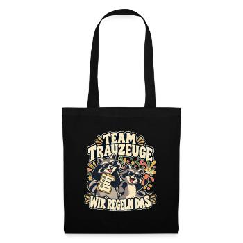 Team Trauzeuge – Wir regeln das – JGA Waschbär - Stoffbeutel - Schwarz - Vorne