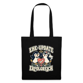 Ehe-Update erfolgreich – Pinguine Hochzeit - Stoffbeutel - Schwarz - Vorne