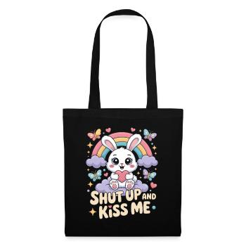 Shut Up And Kiss Me Küss Mich Einfach Valentinstag - Stoffbeutel - Schwarz - Vorne