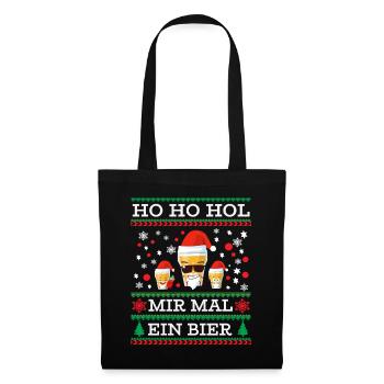 Cooles Bier mit Sonnenbrille – Ho Ho Hol - Stoffbeutel - Schwarz - Vorne