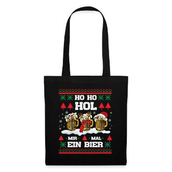 Drei Bierkrüge mit Rentier – Ho Ho Hol ein Bier - Stoffbeutel - Schwarz - Vorne