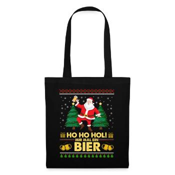 Tanzender Weihnachtsmann – Ho Ho Hol! Ein Bier - Stoffbeutel - Schwarz - Vorne
