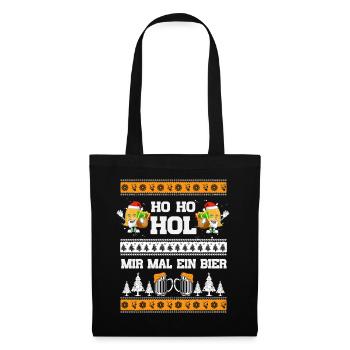 Ho Ho Hol – Biergläser mit Geschenken - Stoffbeutel - Schwarz - Vorne