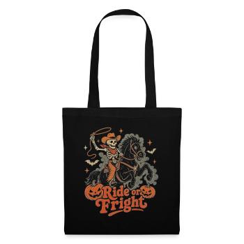 Halloween Cowboy Skelett Pferd Ride or Fright - Stoffbeutel - Schwarz - Vorne