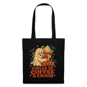 Halloween Kaffee Geist Kürbis Retro - Stoffbeutel - Schwarz - Vorne