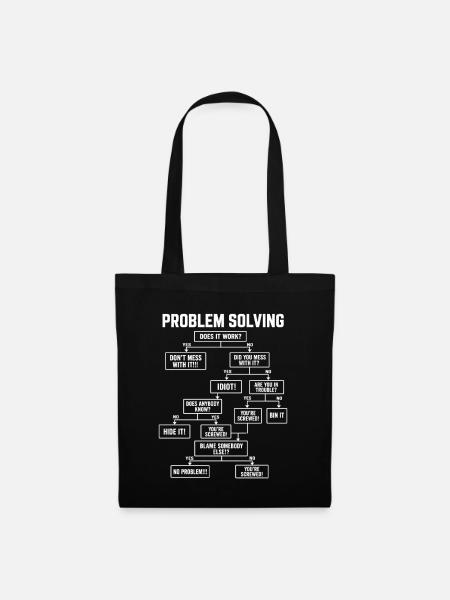 Problemlösendes Flussdiagramm lustiger Bürohumor für - Stoffbeutel - Schwarz