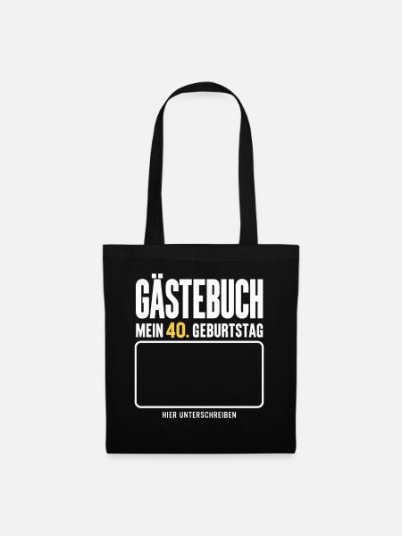 Gästebuch - mein 40. Geburtstag - Stoffbeutel - Schwarz