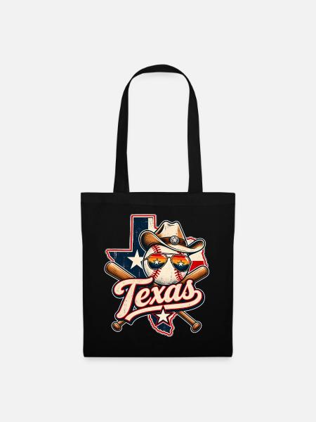 Texas Baseball Cowboy Retro - Stoffbeutel - Schwarz