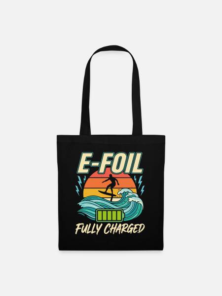E-Foil Vollgeladen am Strand - Stoffbeutel - Schwarz