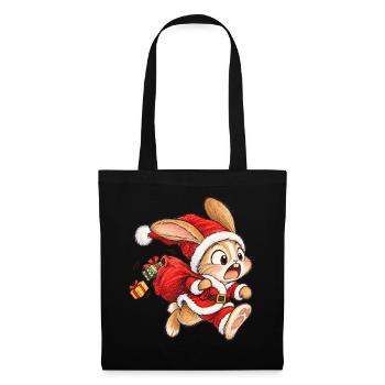 Süßes Hüpfendes Kaninchen Winterpaket-Hasen-Kunst - Stoffbeutel - Schwarz - Vorne