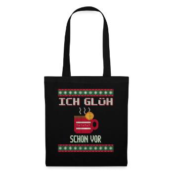 Ich glüh schon vor - Glühwein Ugly Sweater - Stoffbeutel - Schwarz - Vorne