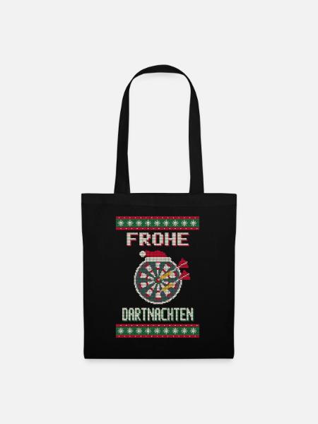 Frohe Dartnachten - Darts Ugly Sweater - Stoffbeutel - Schwarz