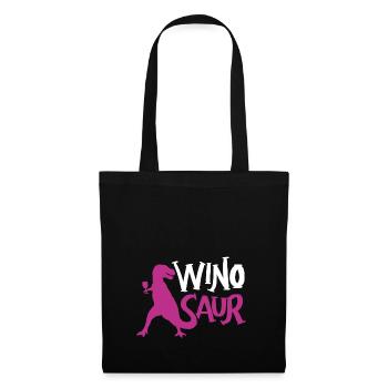WineSaur Wine Drink Dino Vino Glass Wineglass Vine - Tote Bag - black - Front