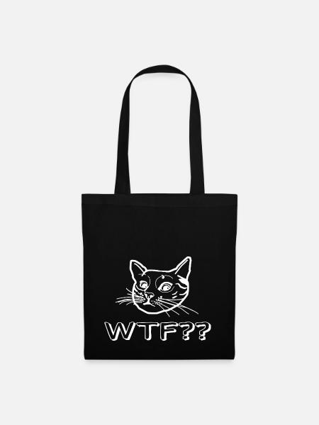 WTF Katze - Stoffbeutel - Schwarz