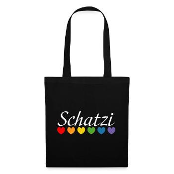 Regenbogenherz Schatzi LGBT lgbtqi queer - Stoffbeutel - Schwarz - Vorne