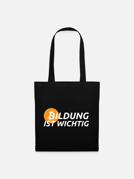 Bitcoin Bildung ist wichtig - Stoffbeutel - Schwarz