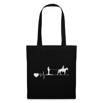 Horse Skijoring Skiing Winter Sport Heartbeat - Tote Bag - black - Front