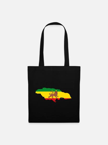 Lion of Judah Jamaica Rasta Flag Map of Jamaica - Stoffbeutel - Schwarz