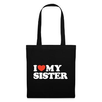I love my sister Herz Shirt - Stoffbeutel - Schwarz - Vorne