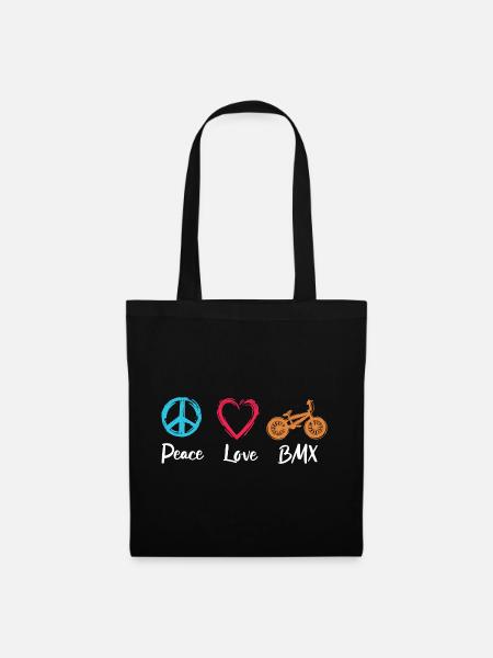 Frieden Liebe BMX - Stoffbeutel - Schwarz