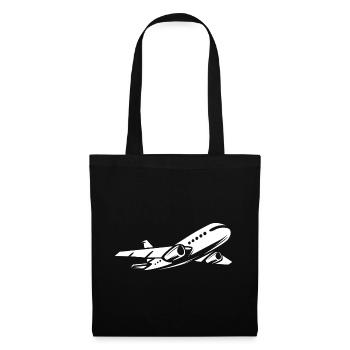 Passagierflugzeug im Flug - Fliegerei und Piloten - Stoffbeutel - Schwarz - Vorne