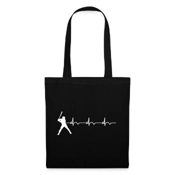 Baseball EKG Herzschlag Baseballschläger - Stoffbeutel - Schwarz - Vorne