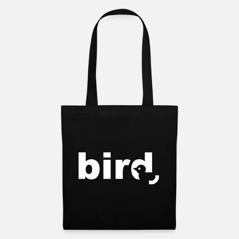 Bird White Text - Tote Bag - black