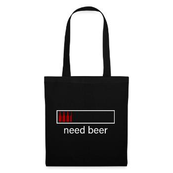 Need Beer - Batterie Ladeanzeige Design - Stoffbeutel - Schwarz - Vorne