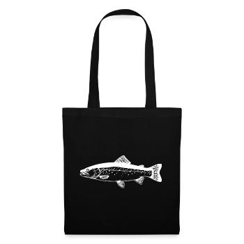 Forellen Angler Geschenk Idee Fliegenfischen - Stoffbeutel - Schwarz - Vorne