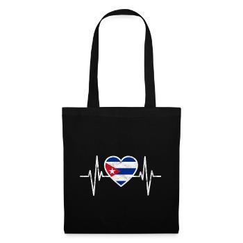 Cuba Kuba Flagge Herz National Havanna Geschenk - Stoffbeutel - Schwarz - Vorne