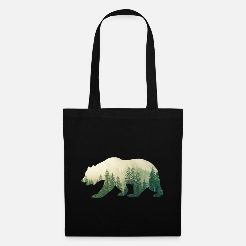 Wald Grizzly - Stoffbeutel - Schwarz