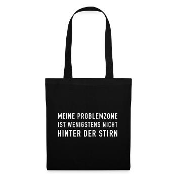 Problemzone Stirn weiß - Stoffbeutel - Schwarz - Vorne