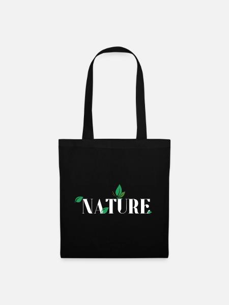 Nature Leaves Embrace Typografie - Stoffbeutel - Schwarz