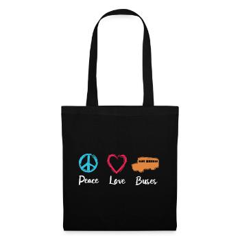 Peace Love Buses - Stoffbeutel - Schwarz - Vorne