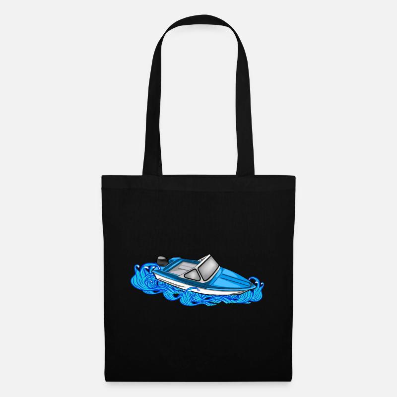 Boot DDR Wellen Retro Illustration Ibis Bootfahren - Stoffbeutel - Schwarz