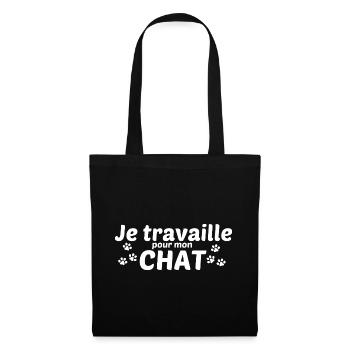 Je travaille pour mon chat - Sac en tissu - noir - Devant