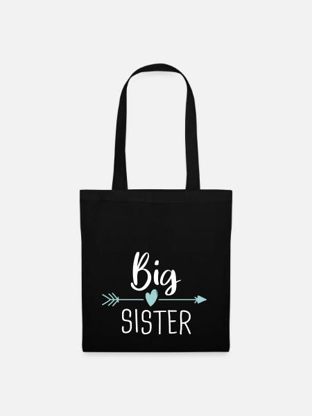 Big Sister Große Schwester Geschwister Geschenk - Stoffbeutel - Schwarz